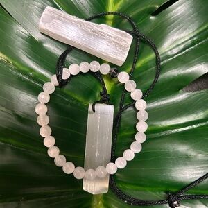 SELENITE crystal bar pendant necklace bracelet & stone set
